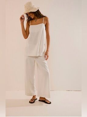 Free People Sightseer Linen Set by Free-Est - CURRENT - in Ivory Size S NWT $88